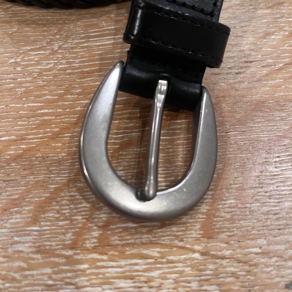 Vintage 90s Coach Black Woven Leather Belt with Silver Toned Buckle